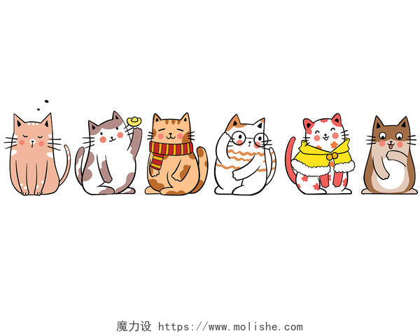 手绘卡通可爱猫咪组图